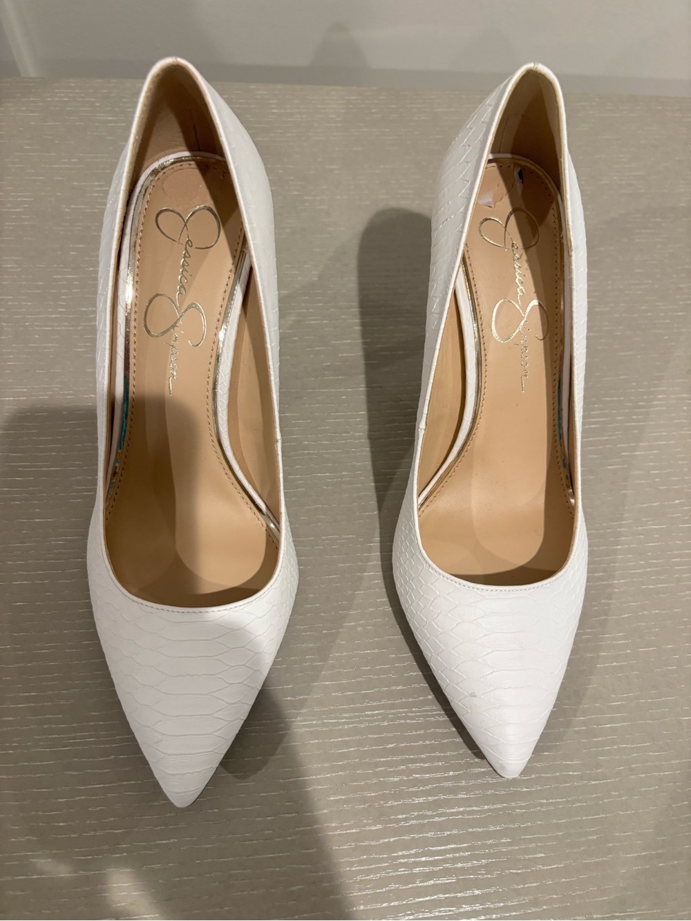Jessica Simpson White Pointed Toe Stiletto Pumps